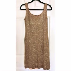 Vintage Gold Mini Dress, Alex Evenings, Size 6